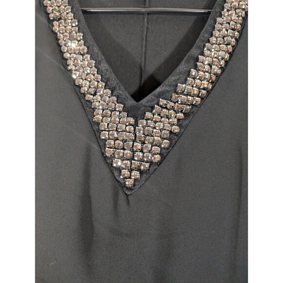 Torrid Top Women Plus 1X Black Embellished V-Neck Banded Chiffon Batwing Sleeves - Picture 5 of 9